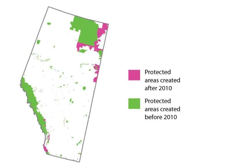 Protected areas created before and after 2010, according to the CPAWS’ 2021 Parks Report Card