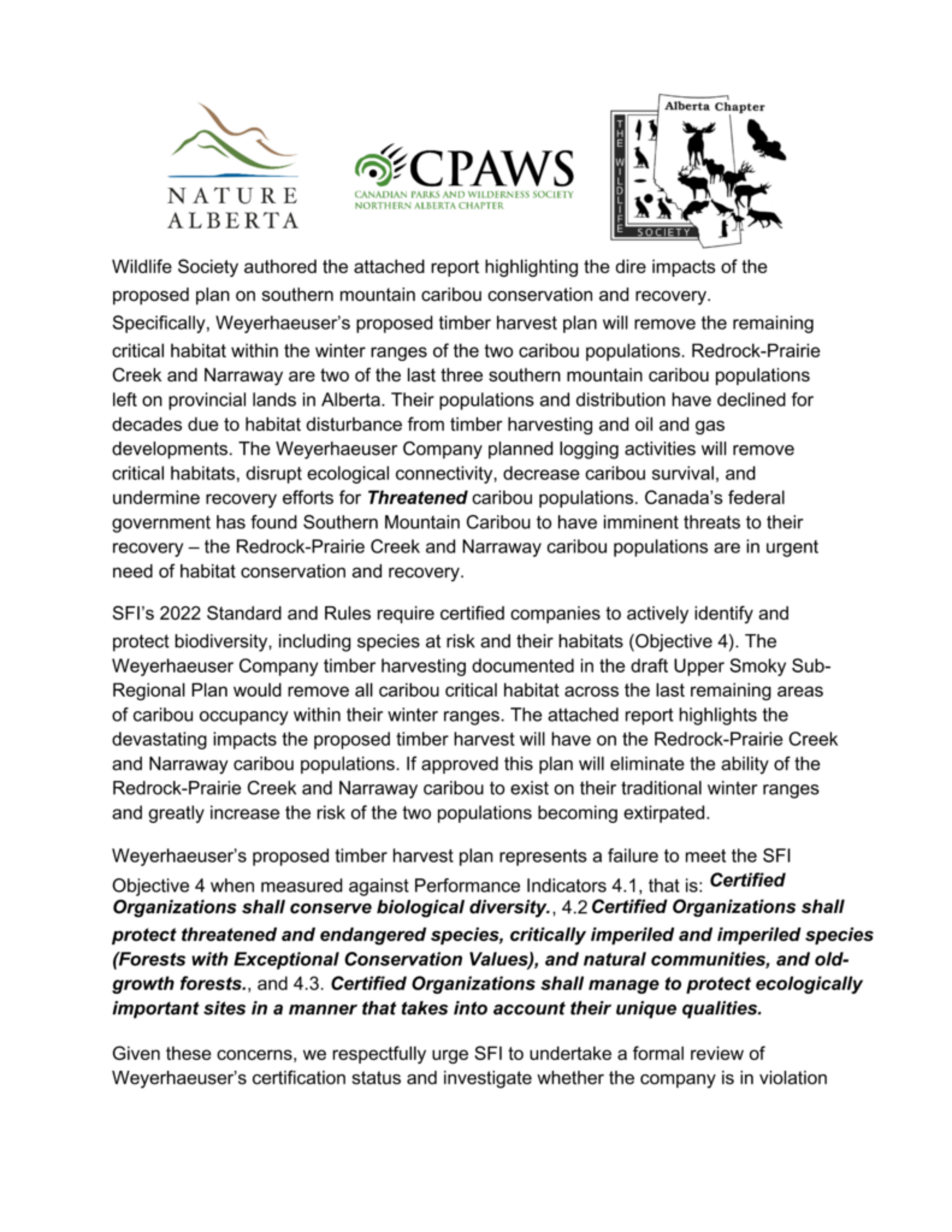SFI letter 2md