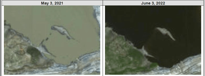 Figure 2. Satellite imagery of the East TRV Island (ETI) during spring of 2021 and 2022.