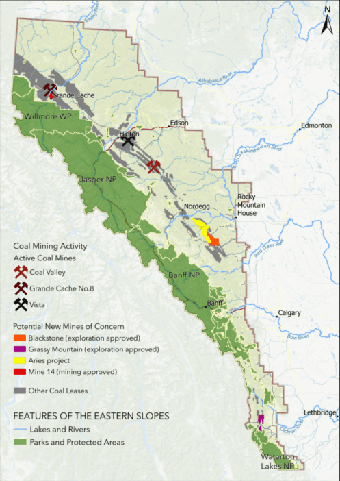 Location of the Vista Mine relative to other coal mines and leases in the Eastern Slopes.